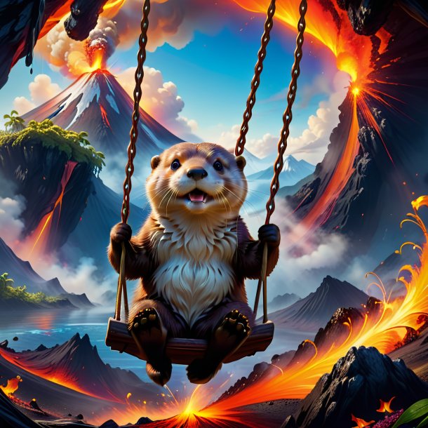 Photo of a swinging on a swing of a otter in the volcano