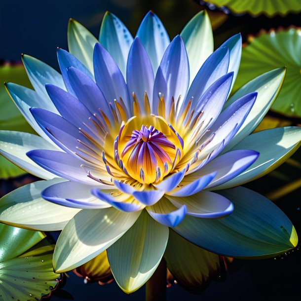 Portrait d'une lily d'eau bleue, blanche