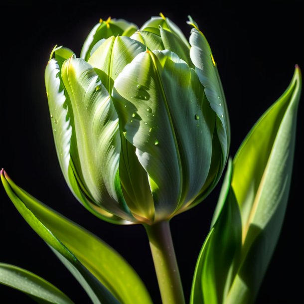 Imagery of a pea green tulip