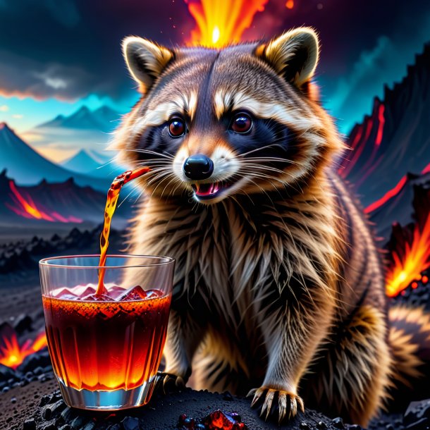 Picture of a drinking of a raccoon in the volcano