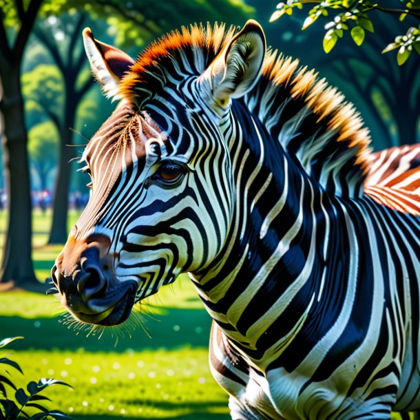 Photo of a crying of a zebra in the park