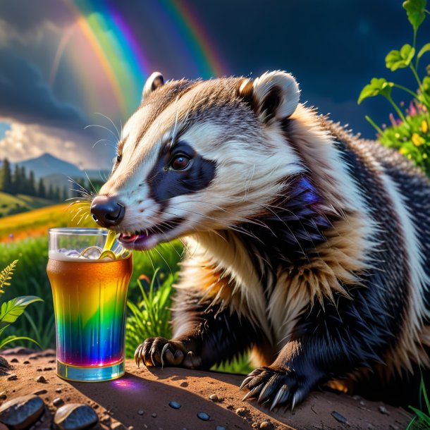 Pic of a drinking of a badger on the rainbow