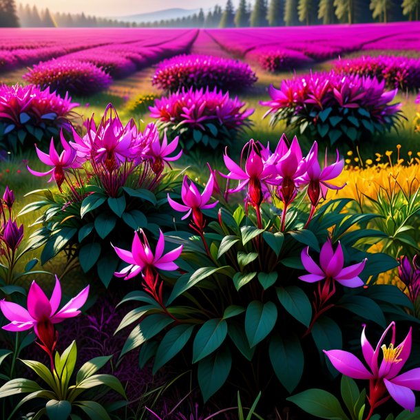 Portrayal of a fuchsia meadow saffron