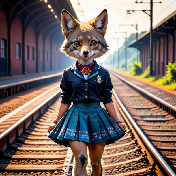 Pic of a jackal in a skirt on the railway tracks