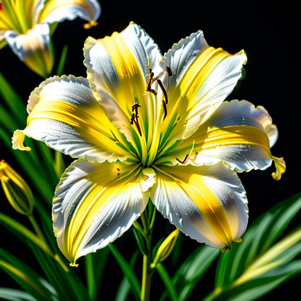 Picture of a silver daylily, yellow