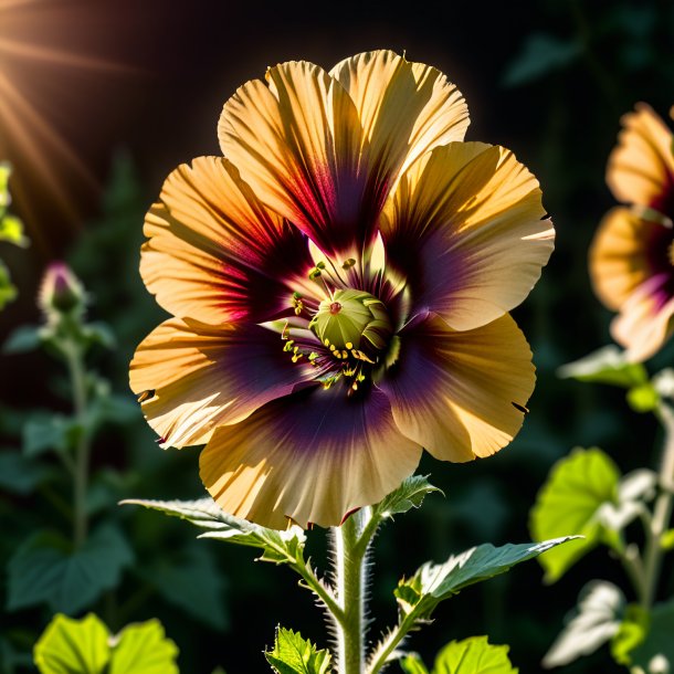 Photo of a brown hollyhock