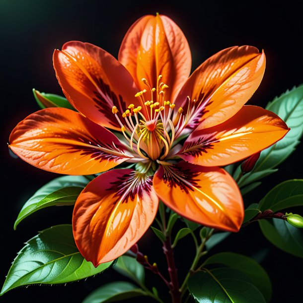 Illustration of a crimson orange blossom