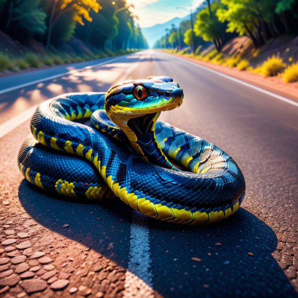 Imagen de una serpiente en guantes en el camino