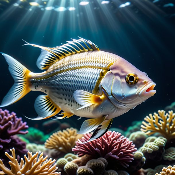 Foto de um peixe em um cinto cinza