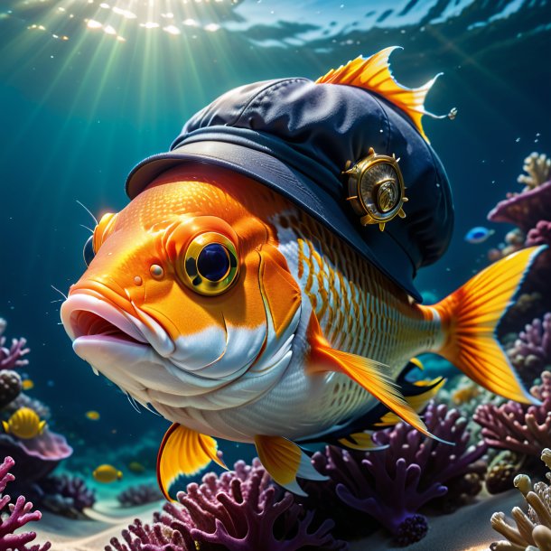 Photo of a fish in a cap in the sea