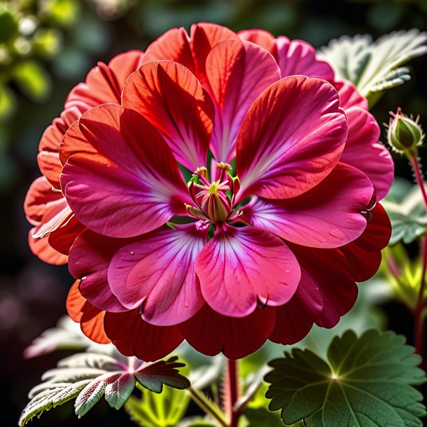 Portrait of a crimson geranium, rose