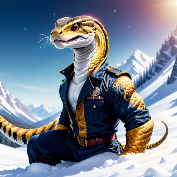 Drawing of a cobra in a trousers in the snow