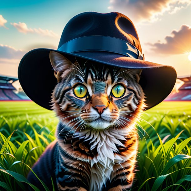 Photo of a mol in a hat on the field