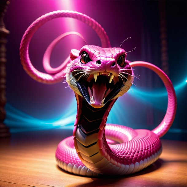 Foto de uma cobra dançando cor-de-rosa