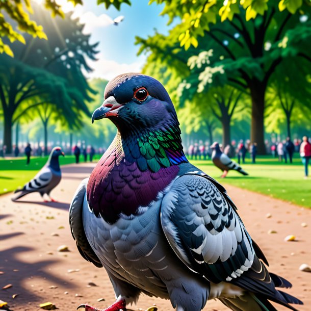 Image of a angry of a pigeon in the park