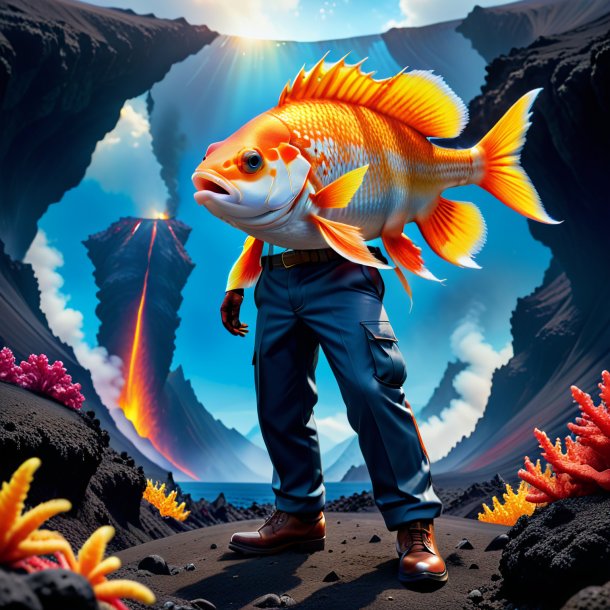 Photo of a fish in a trousers in the volcano