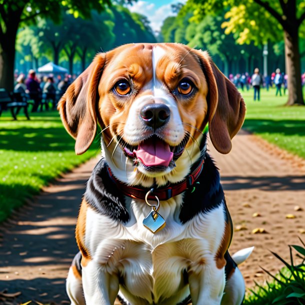 Photo d'une colère d'une beagle dans le parc