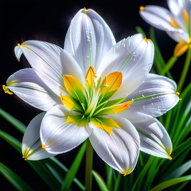 Retrato de un zephyranthes plateado