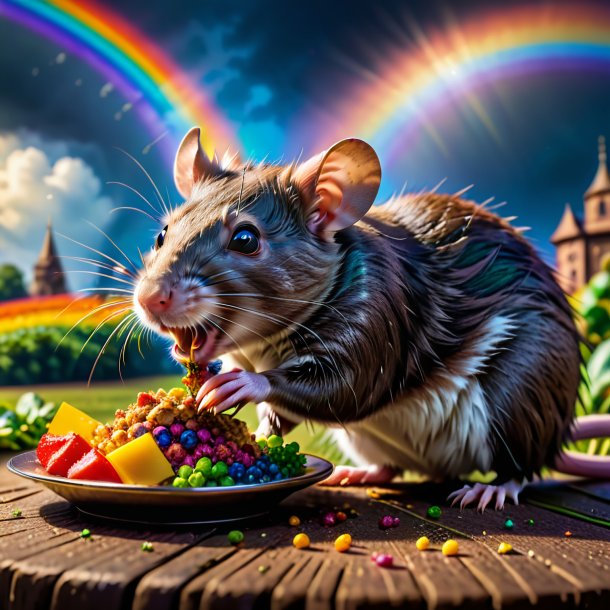 Pic d'un repas d'un rat sur l'arc-en-ciel