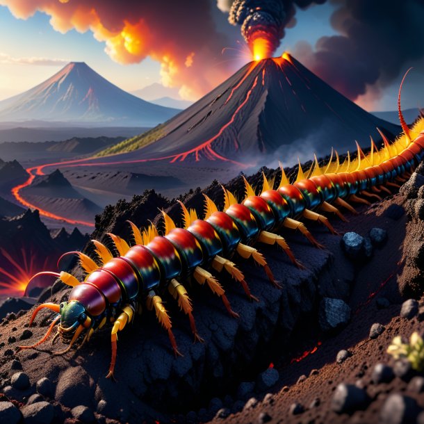 Picture of a resting of a centipede in the volcano