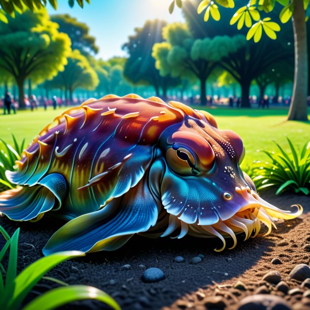 Picture of a sleeping of a cuttlefish in the park