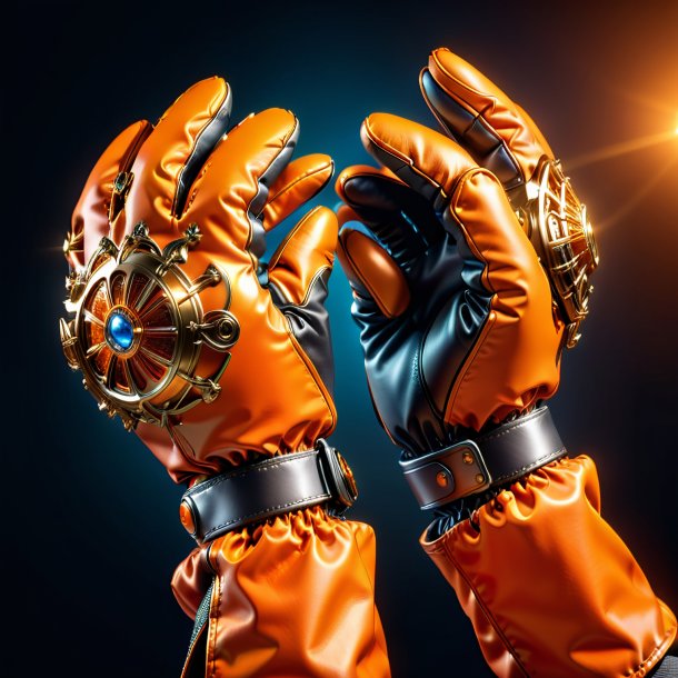 Clipart of a orange gloves from metal