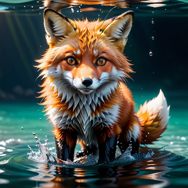 Pic d'un renard dans un gants dans l'eau