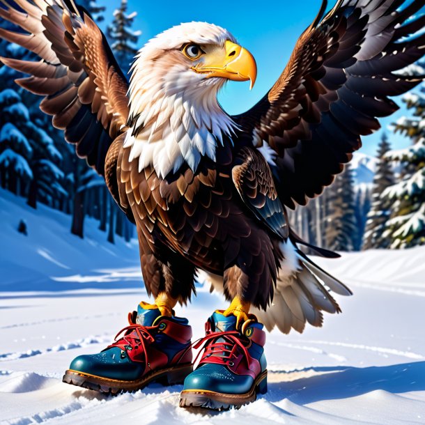 Pic of a eagle in a shoes in the snow