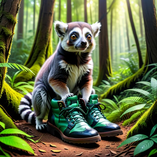 Foto de un lémur en un zapato en el bosque