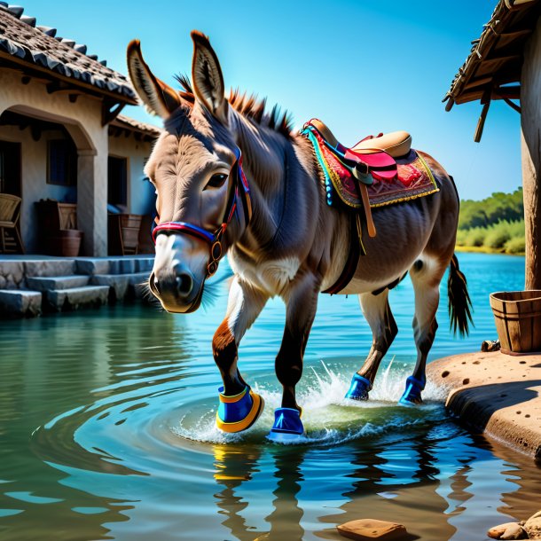 Picture of a donkey in a shoes in the water