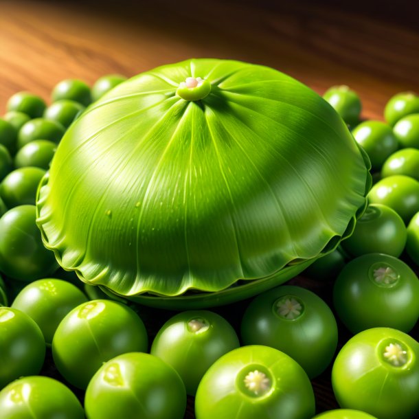 Ilustração de uma ervilha verde cap de madeira