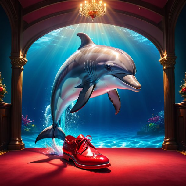 Image of a dolphin in a red shoes