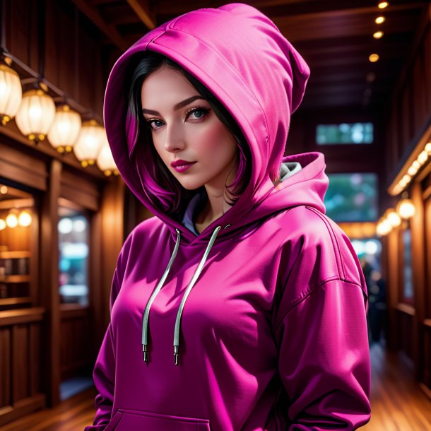 Illustration of a fuchsia hoodie from wood