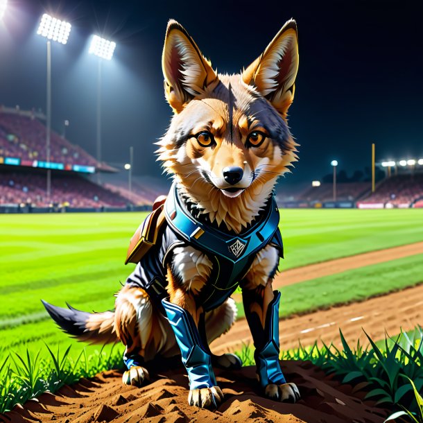 Drawing of a jackal in a gloves on the field