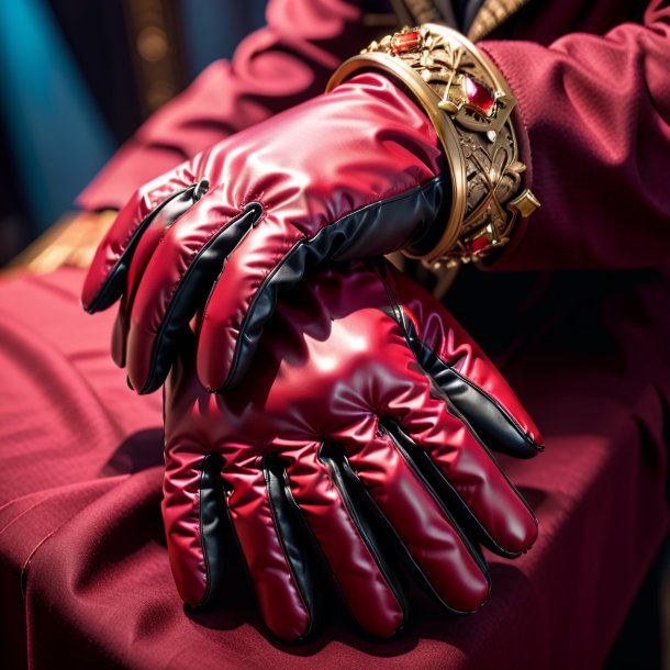 Picture of a maroon gloves from polyethylene