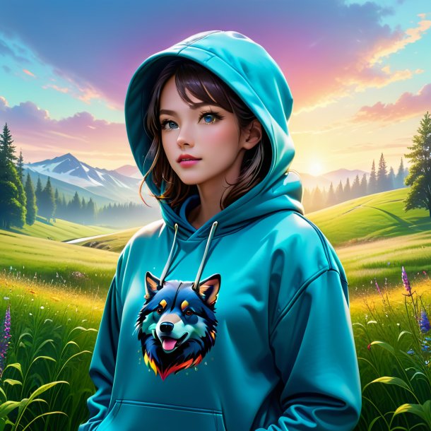 Illustration of a mol in a hoodie in the meadow