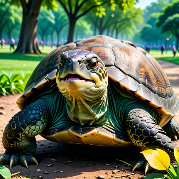 Image d'une colère d'une tortue dans le parc