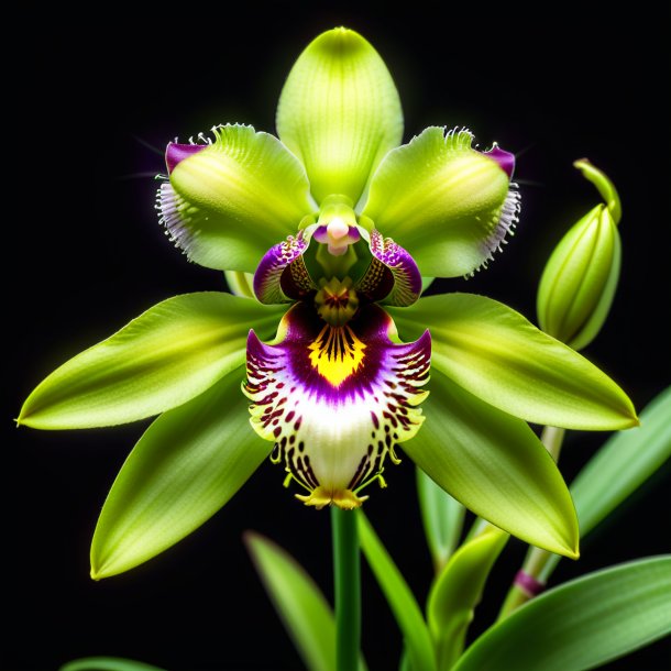 Portrayal of a green ophrys, spider orchid