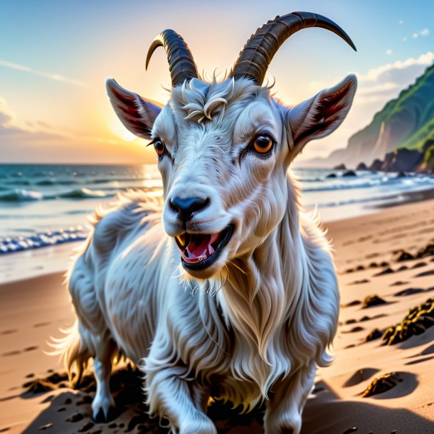 Image of a crying of a goat on the beach