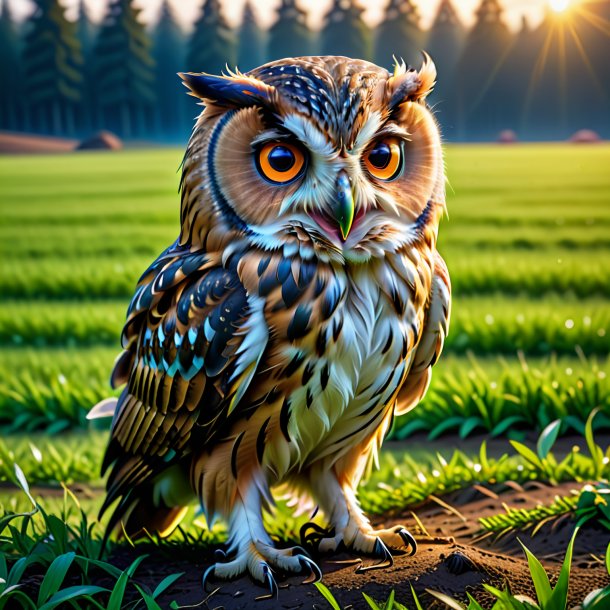 Image of a crying of a owl on the field