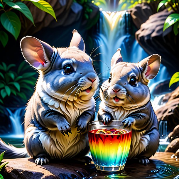 Picture of a drinking of a chinchillas in the waterfall