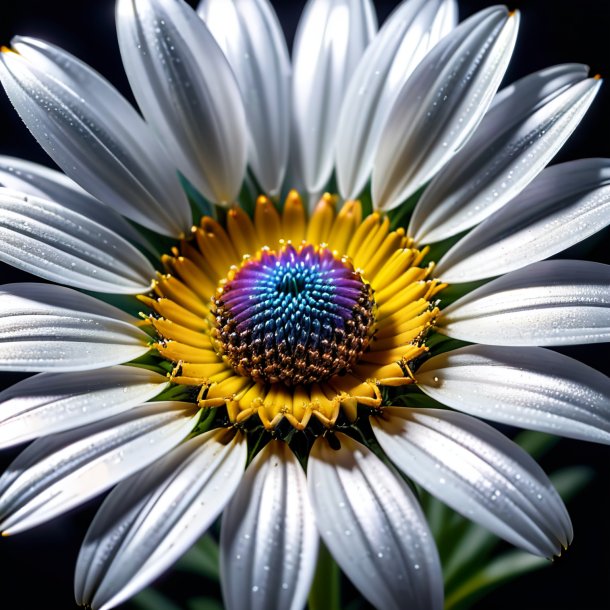 Représentant une marguerite argentée, simple