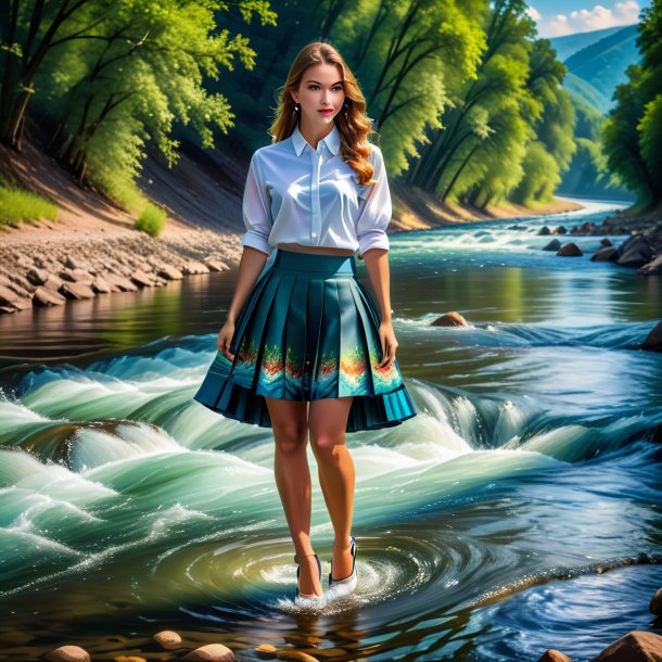 Photo of a mol in a skirt in the river