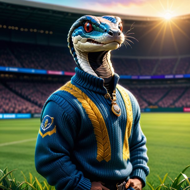 Image of a cobra in a sweater on the field