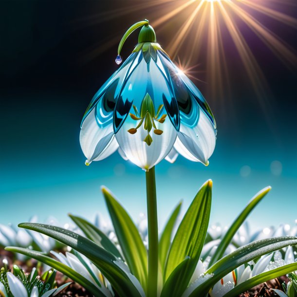 Portrayal of a aquamarine snowdrop