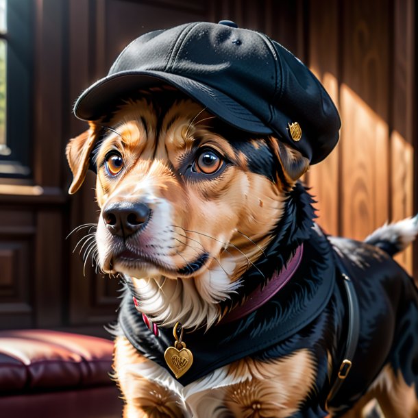 Image d'un chien dans une casquette noire