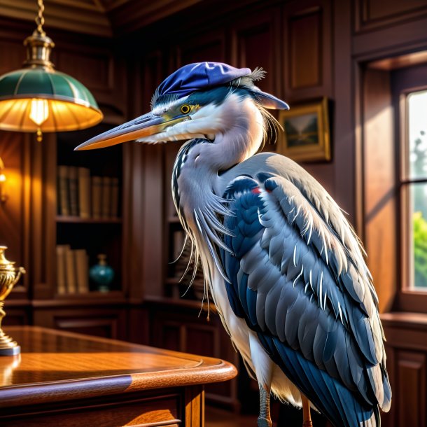 Pic of a heron in a cap in the house