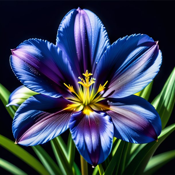 Retrato de um azul marinho zephyranthes