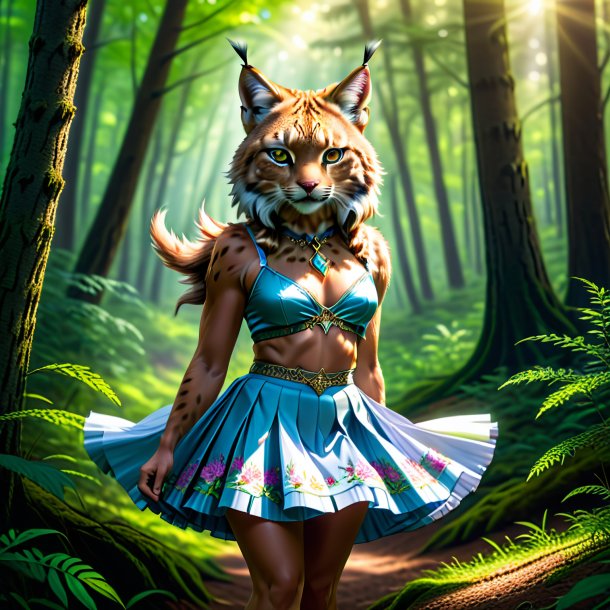 Image of a lynx in a skirt in the forest