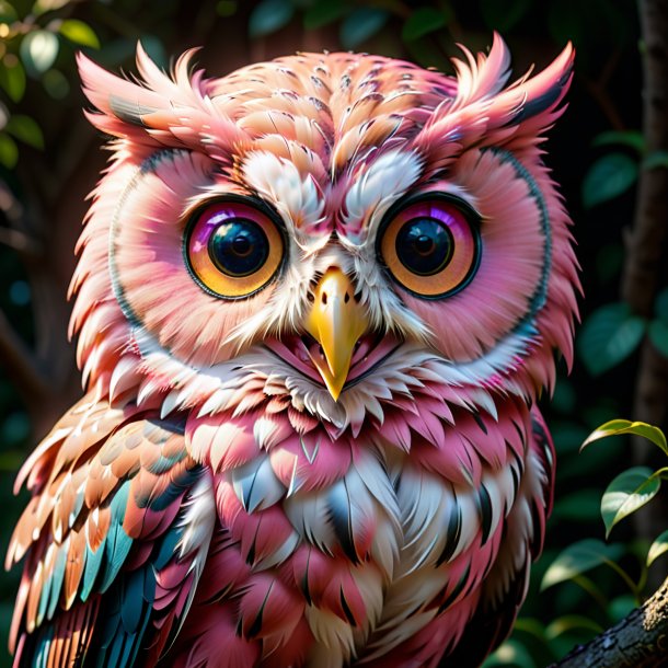 Image of a pink smiling owl